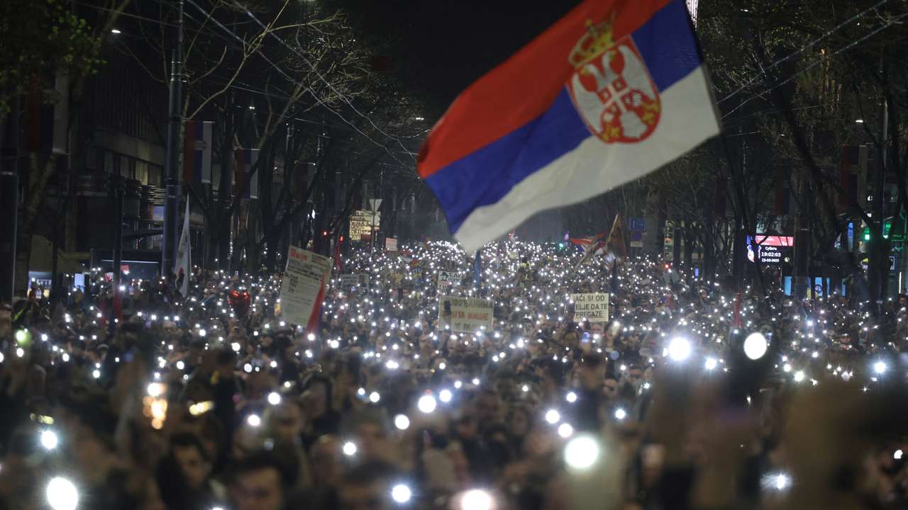 Protest over the fatal November 2024 Novi Sad railway station roof collapse, in Belgrade