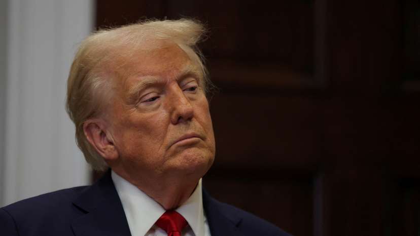 U.S. President Trump delivers remarks on Ai infrastructure at the Roosevelt room at White House in Washington