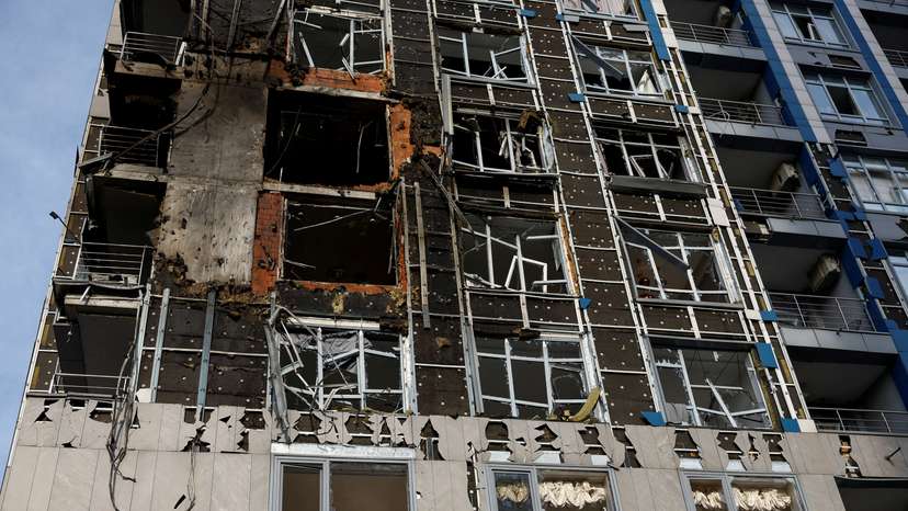 Aftermath of a Russian missile and drone attack in Kyiv