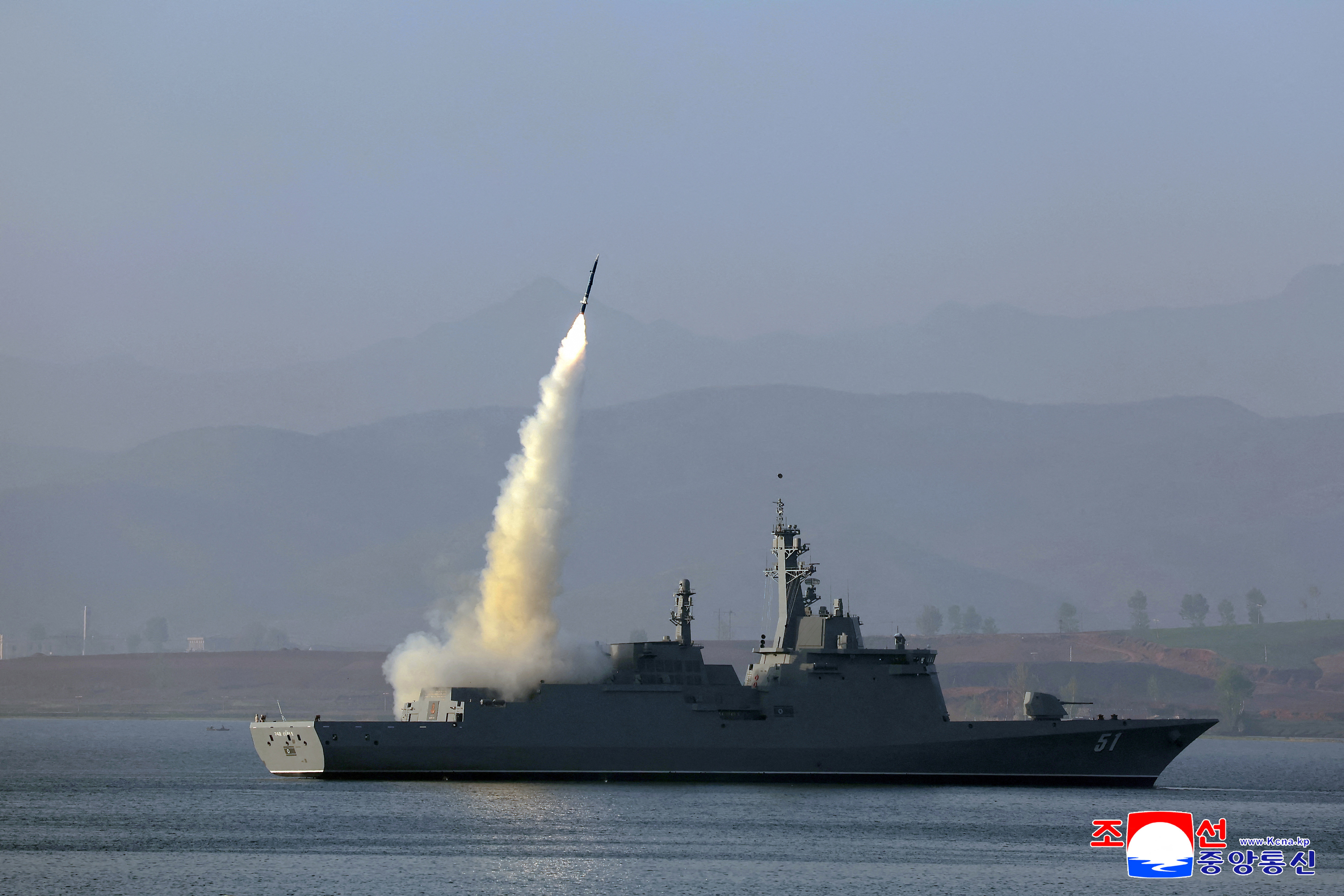 North Korea conducts first test firing of its new warship's weapons system