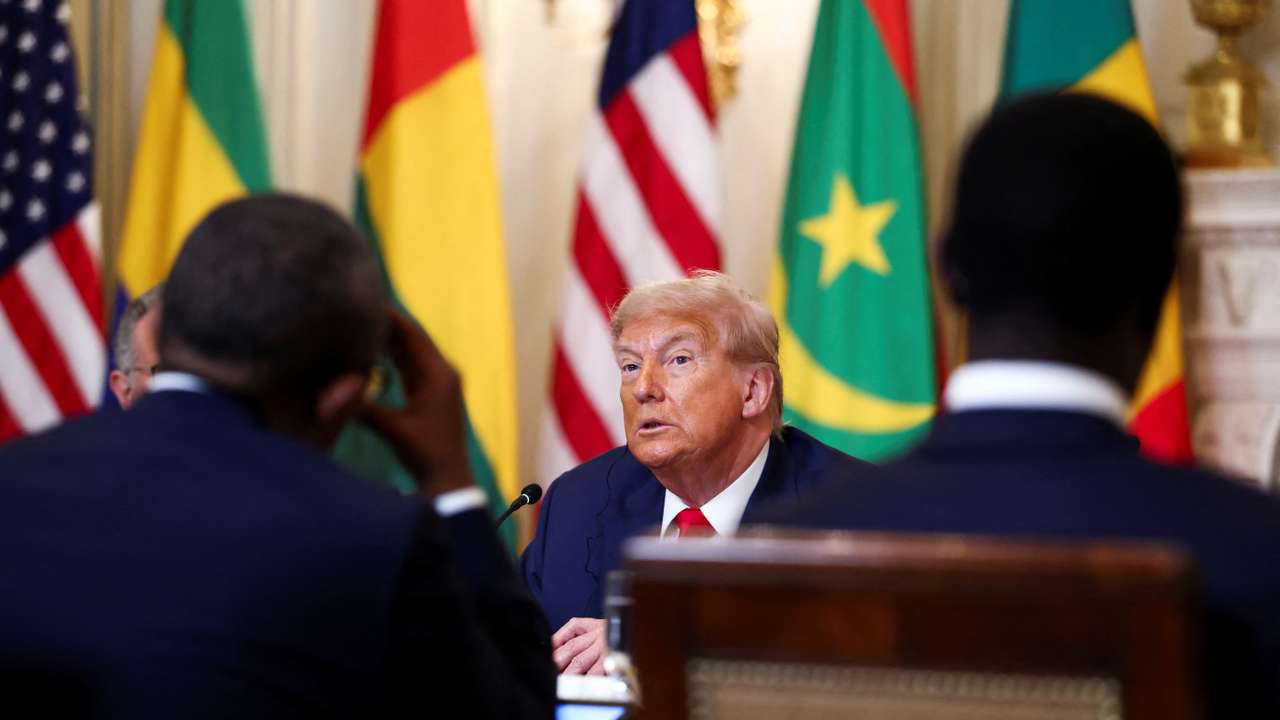 U.S. President Donald Trump meets with leaders of Gabon, Guinea-Bissau, Liberia, Mauritania, and Senegal at the White House in Washington