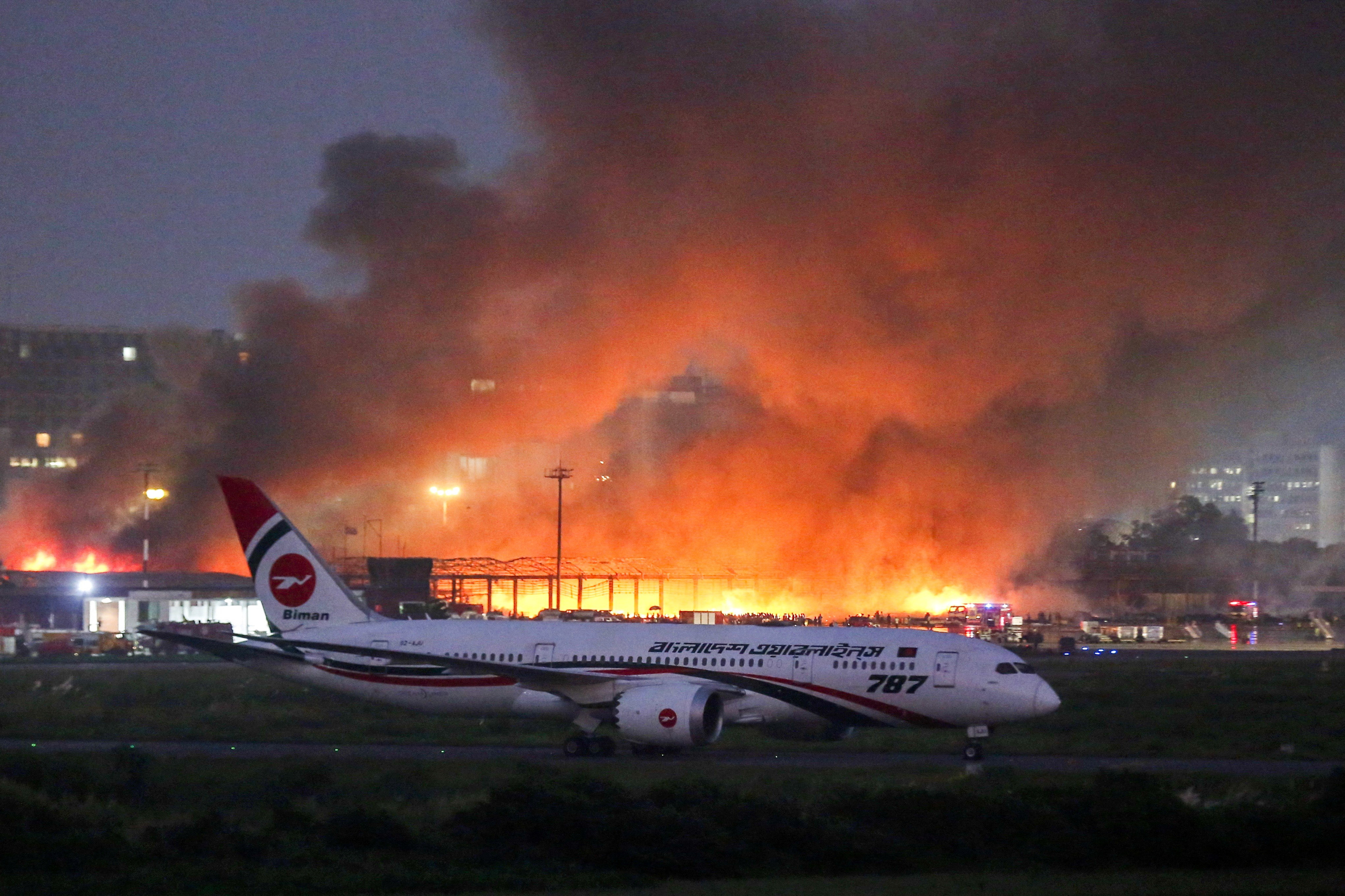 Fire at cargo bay of the Hazrat Shahjalal International Airport, in Dhaka