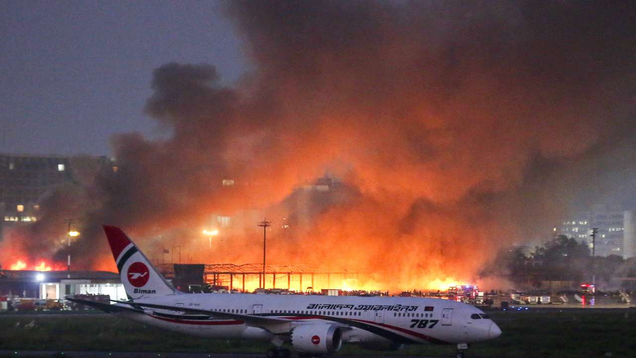 Fire at cargo bay of the Hazrat Shahjalal International Airport, in Dhaka