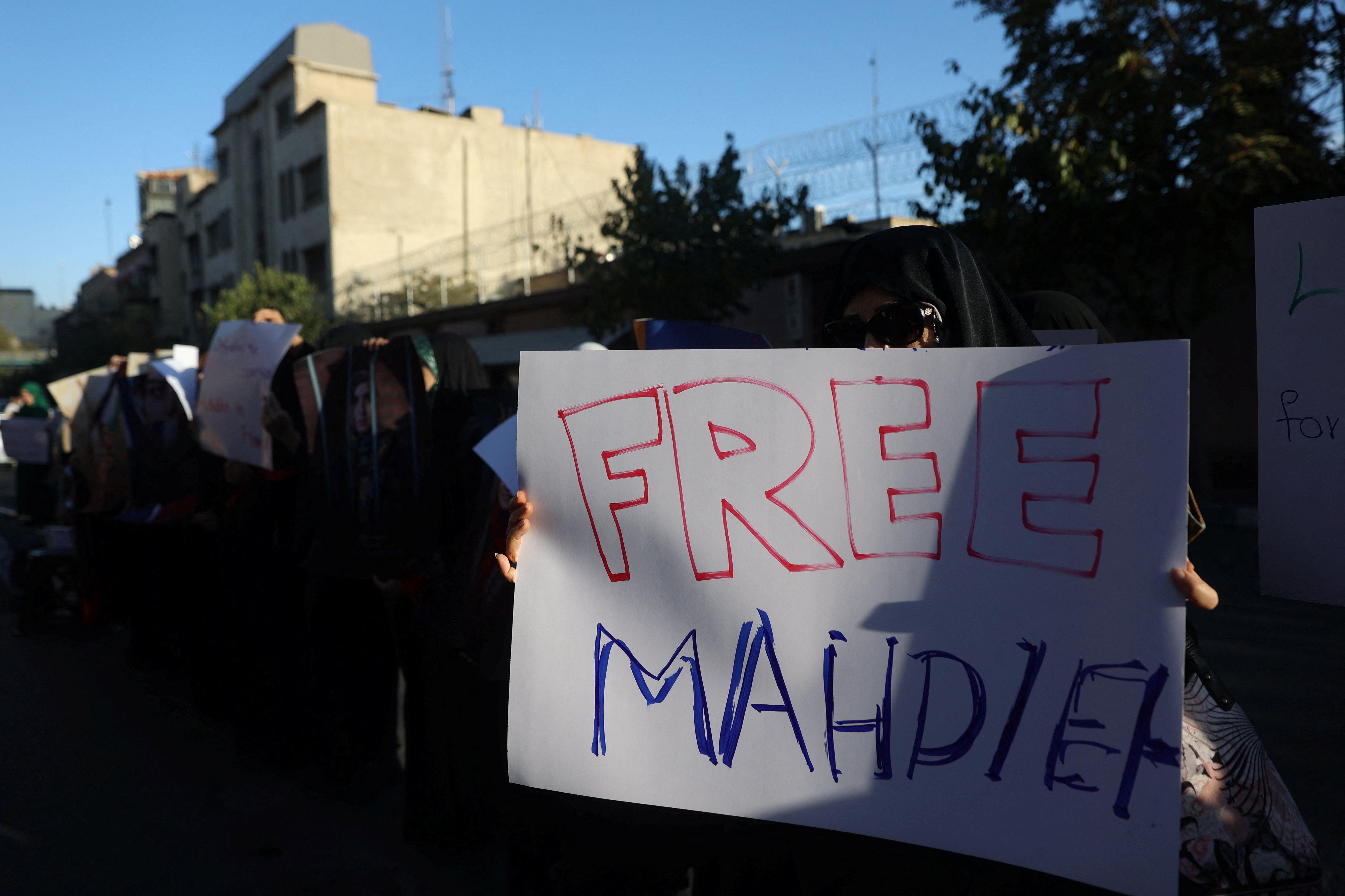Gathering in support of an Iranian student prisoner in France, Mahdieh Esfandiari, in Tehran
