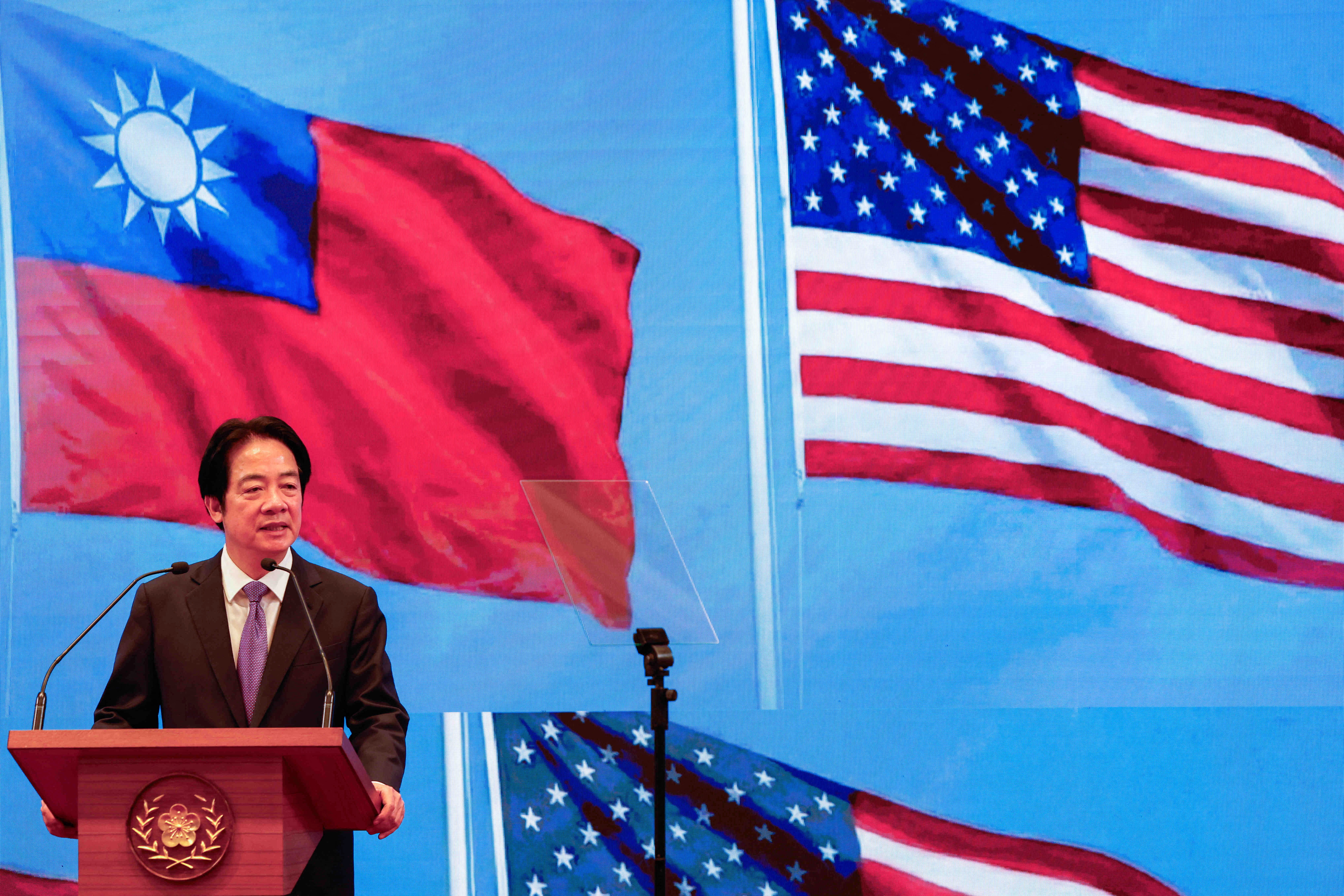 Taiwan's President Lai Ching-te speaks at a press conference on the latest round of economic talks with the U.S., in Taipei