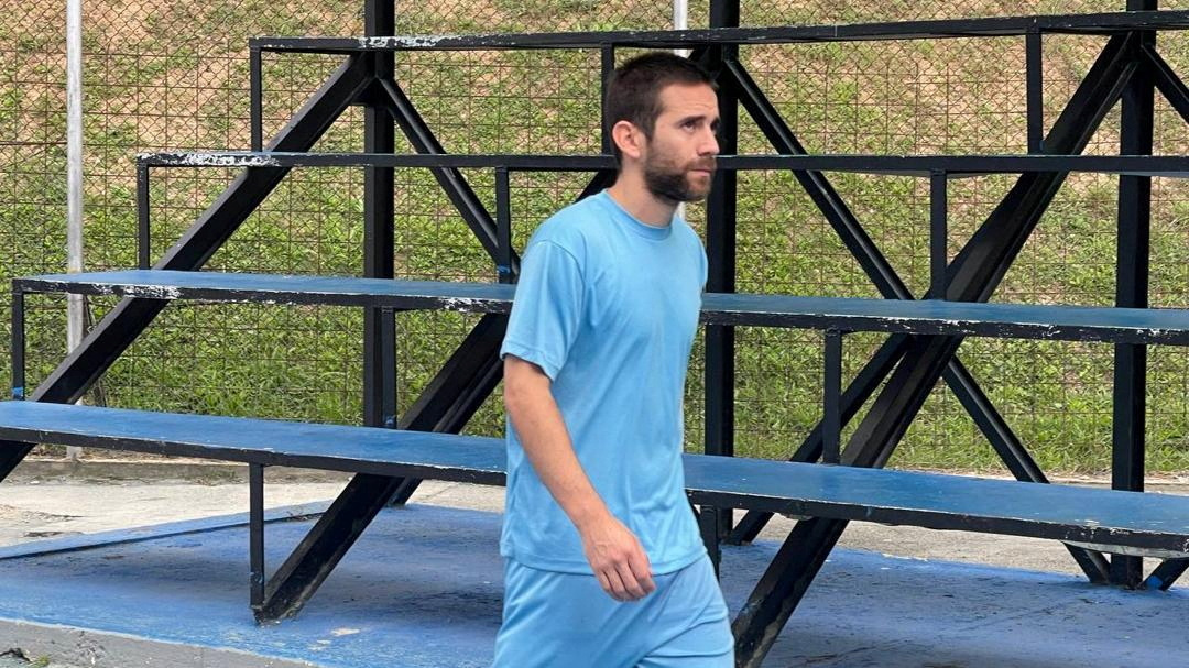 Argentina's Gendarmeria officer Nahuel Gallo, who, according to Venezuelan officials, was detained after attempting to enter Venezuela irregularly, walks at an undisclosed location