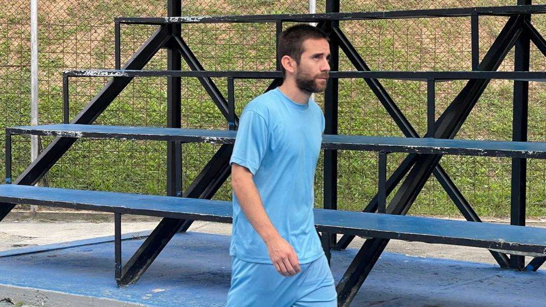 Argentina's Gendarmeria officer Nahuel Gallo, who, according to Venezuelan officials, was detained after attempting to enter Venezuela irregularly, walks at an undisclosed location