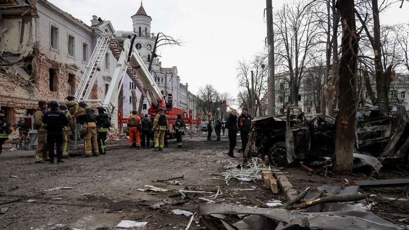 Aftermath of a Russian missile attack in Sumy