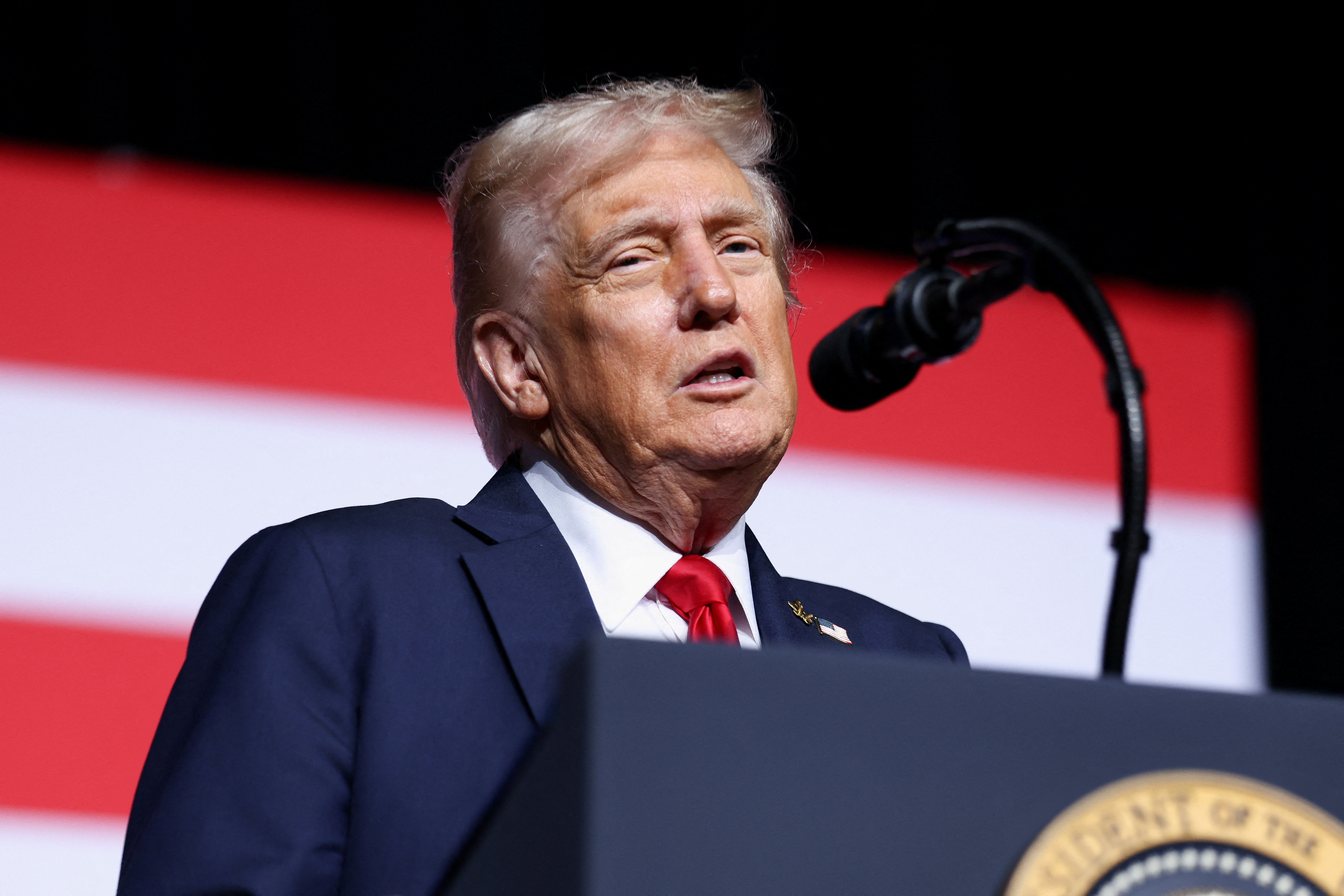U.S. President Trump presides over a senior military leaders' meeting convened by Defense Secretary Hegseth, in Quantico