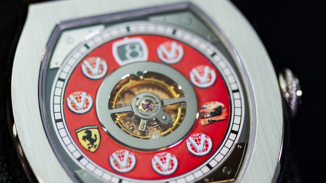 Watches from the collection of Michael Schumacher, ahead of an auction during a Christie's media preview in Geneva