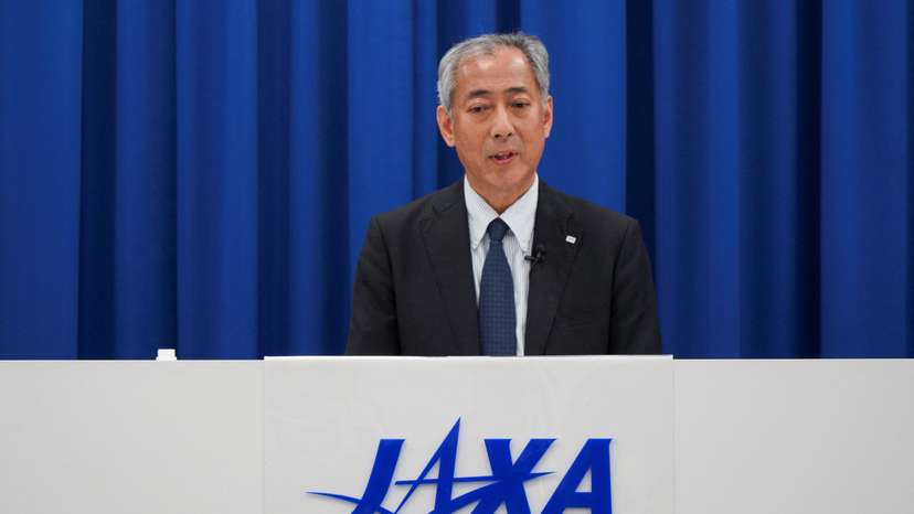 Japan Aerospace Exploration Agency (JAXA) President Hiroshi Yamakawa speaks at a press briefing in Tokyo