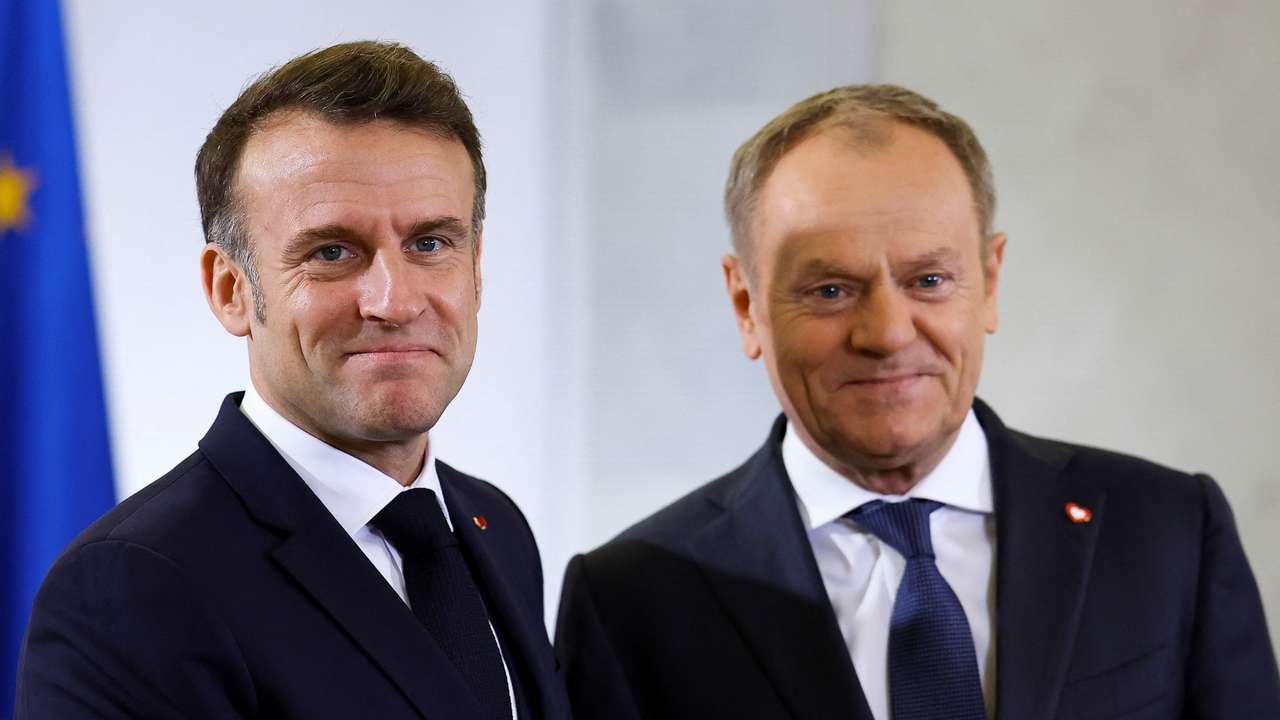 French President Macron visits Warsaw