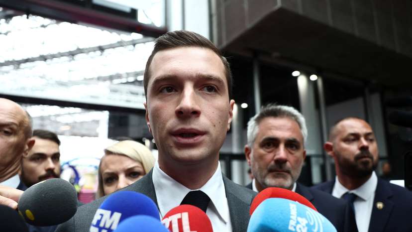 President of the French far-right RN party Bardella visits Eurosatory defence exhibition to campaign for early legislative elections