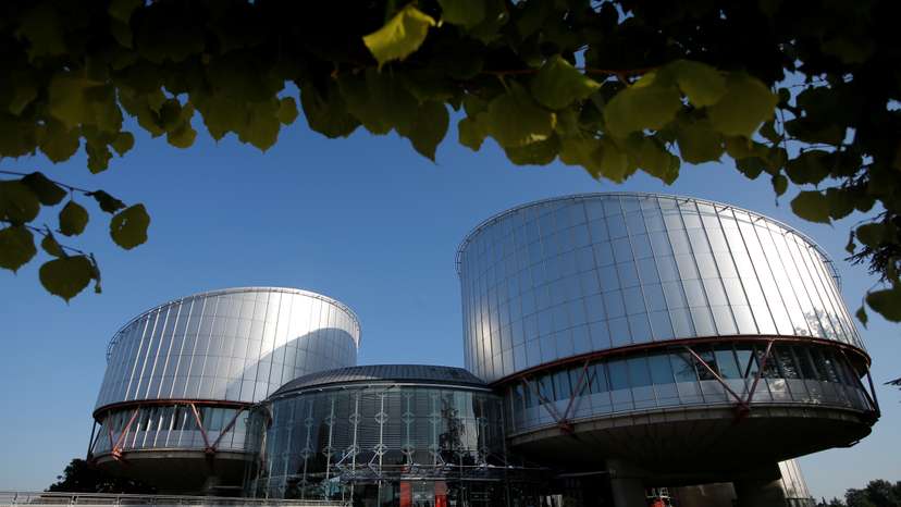 The building of the European Court of Human Rights is seen ahead of the start of a hearing in Strasbourg