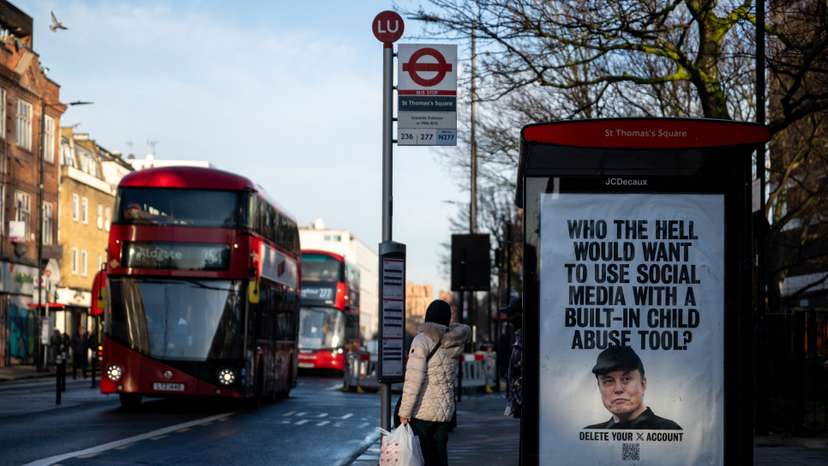 Billboard protest calls to boycott X, in London