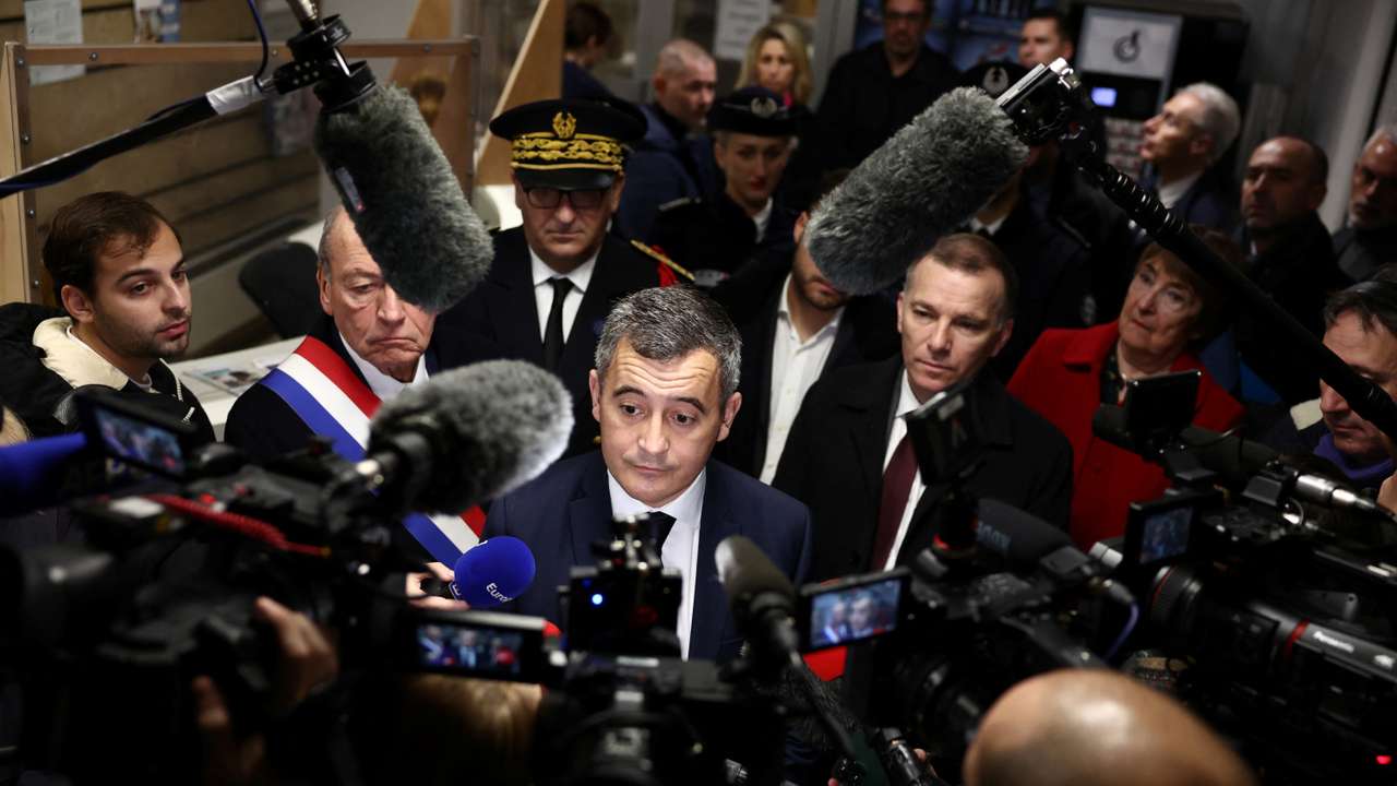 French Interior Minister Darmanin visits a police station in Maisons-Alfort
