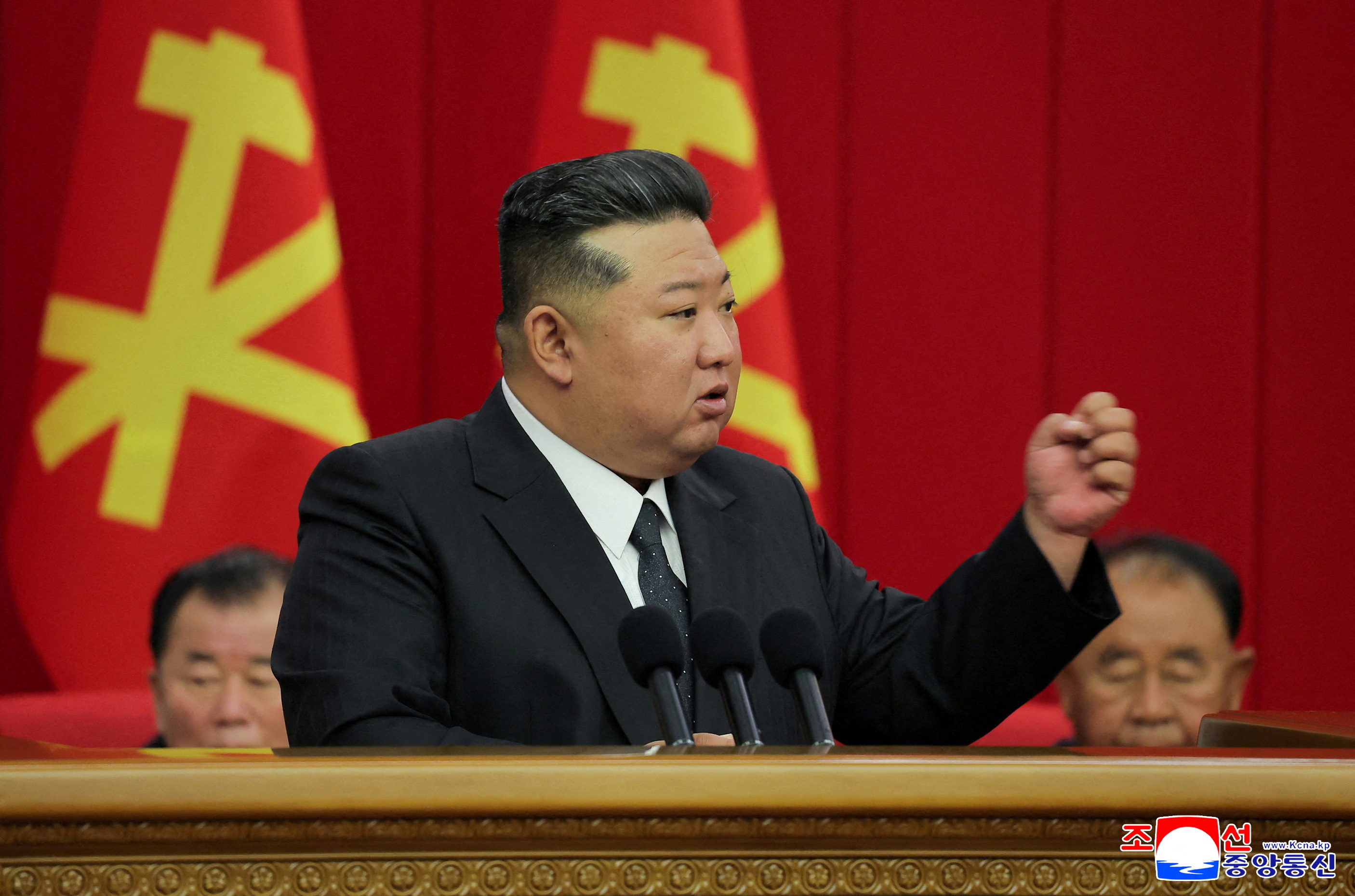 North Korean leader Kim Jong Un attends the 12th Plenary Session of the 8th Central Committee of the Workers' Party of Korea, in Pyongyang