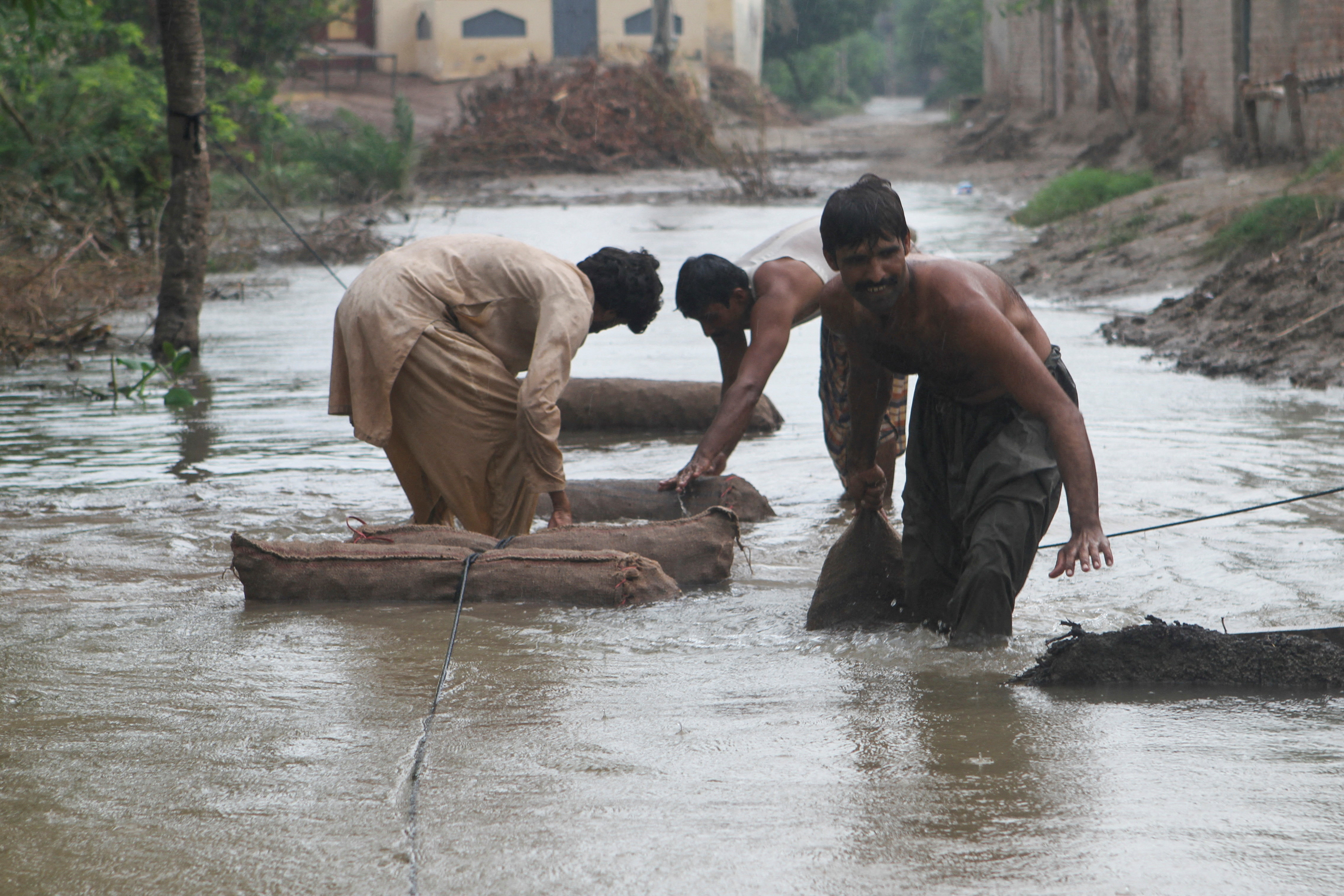 Monsoon rains and rising water levels in Multan