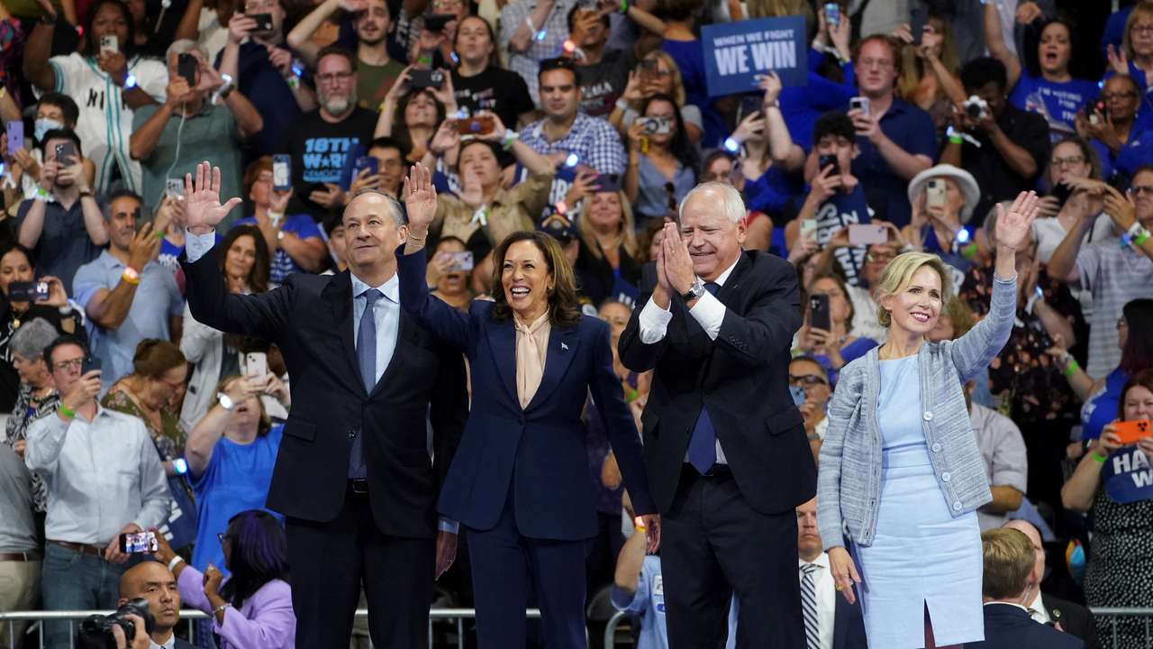 U.S. Vice President and Democratic presidential candidate Kamala Harris holds rally with vice president pick, in Philadelphia