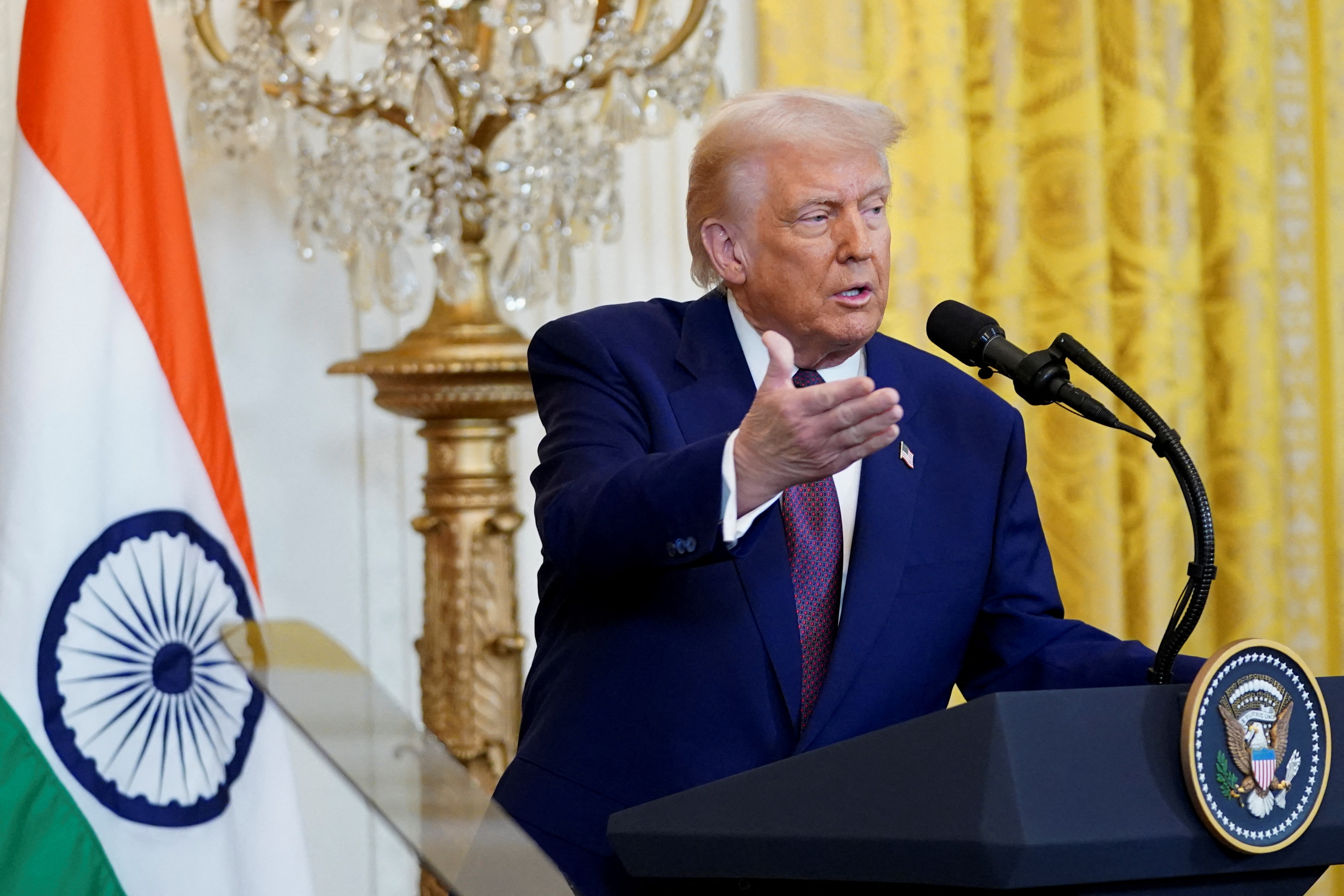 U.S. President Trump holds a joint press conference with Indian Prime Minister Modi at the White House in Washington D.C.