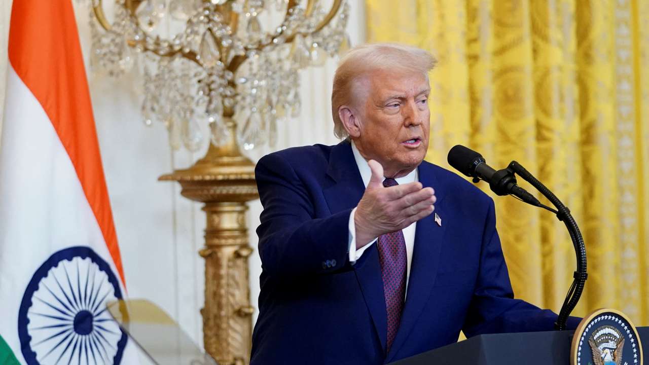 U.S. President Trump holds a joint press conference with Indian Prime Minister Modi at the White House in Washington D.C.