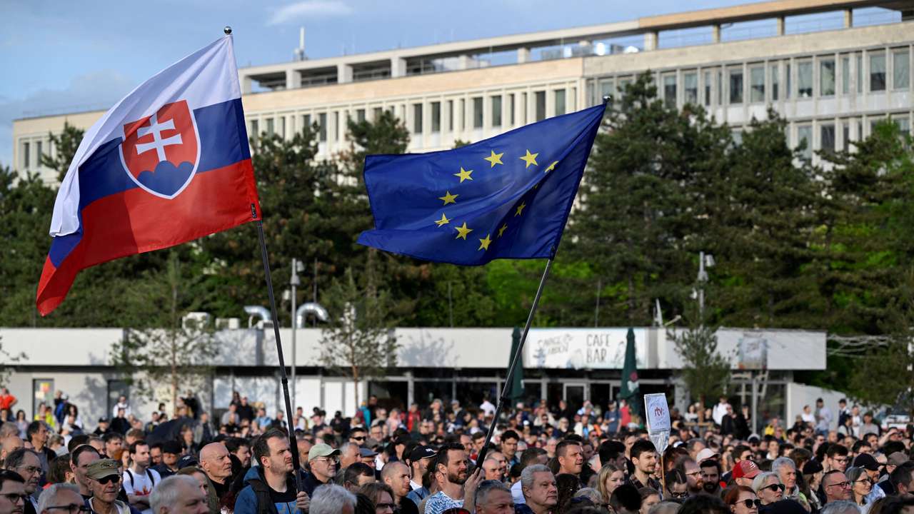 FILE PHOTO: Protest against government changes at public broadcaster RTVS in Bratislava