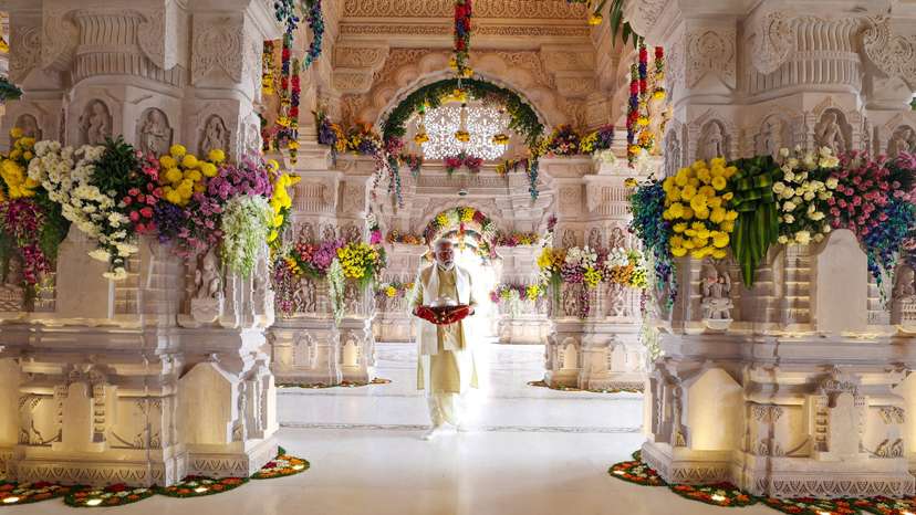 India's Prime Minister Narendra Modi attends the opening of the grand temple of the Hindu god Lord Ram in Ayodhya