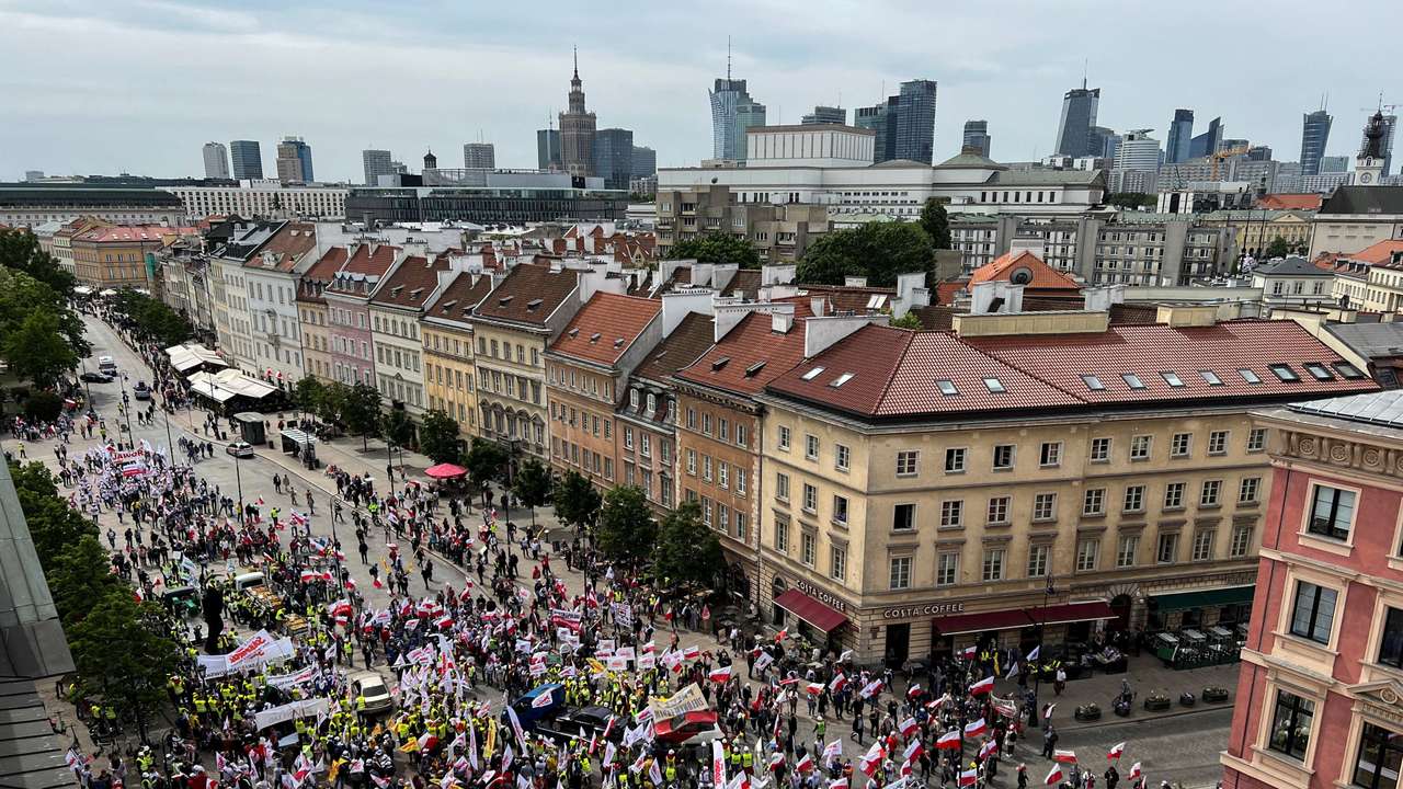 Polish farmers march against EU climate change rules, in Warsaw