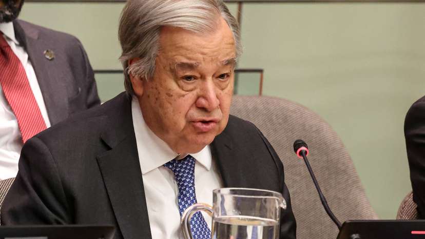 United Nations Secretary-General Antonio Guterres speaks to the Committee on the Exercise of the Inalienable Rights of the Palestinian People at U.N. headquarters in New York