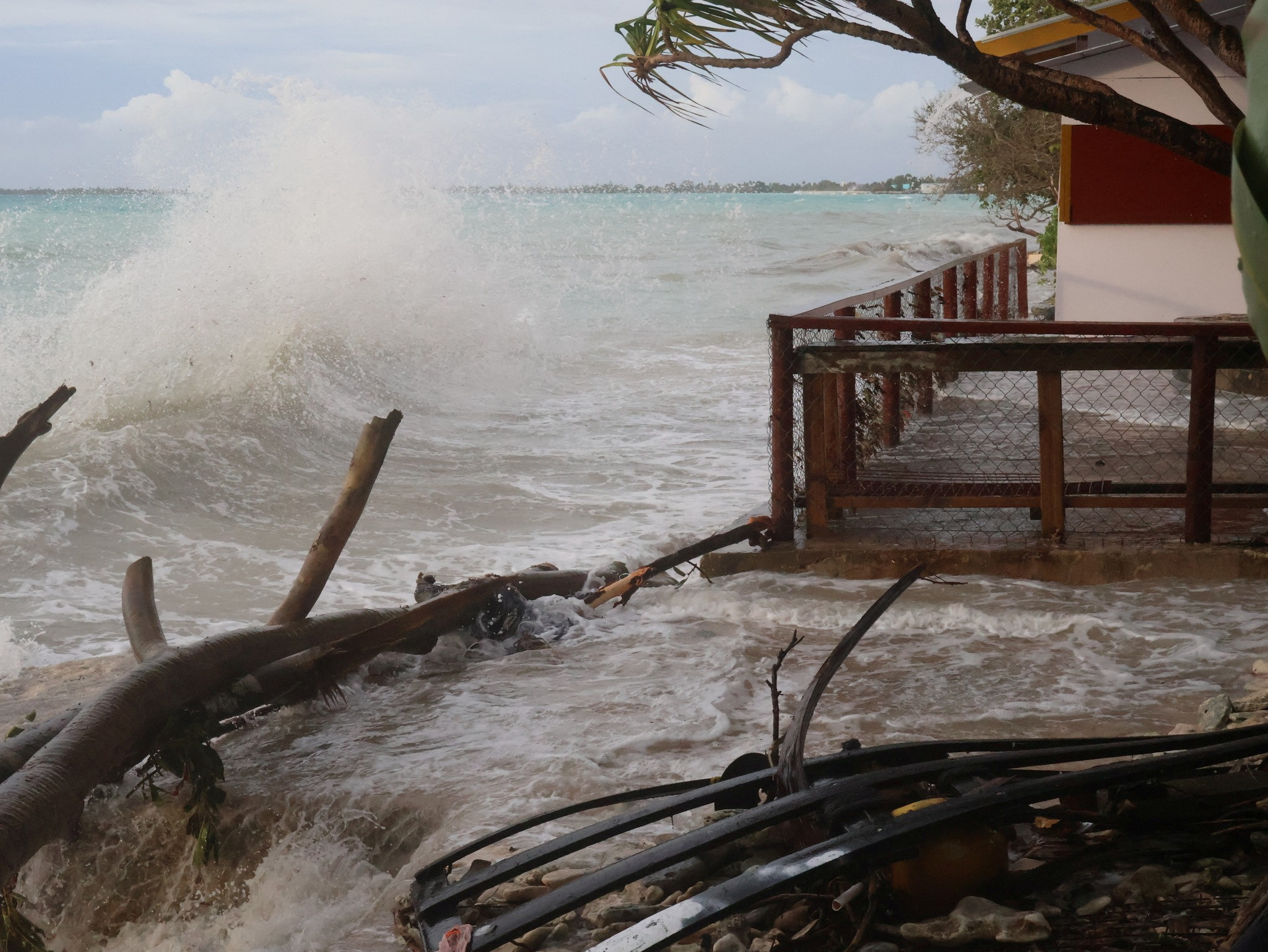 A view shows high tides, in Funafuti, Tuvalu