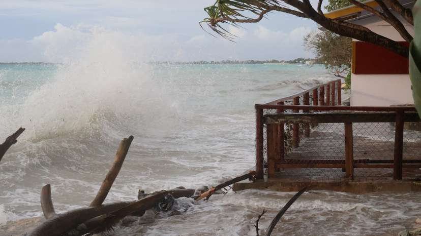 A view shows high tides, in Funafuti, Tuvalu