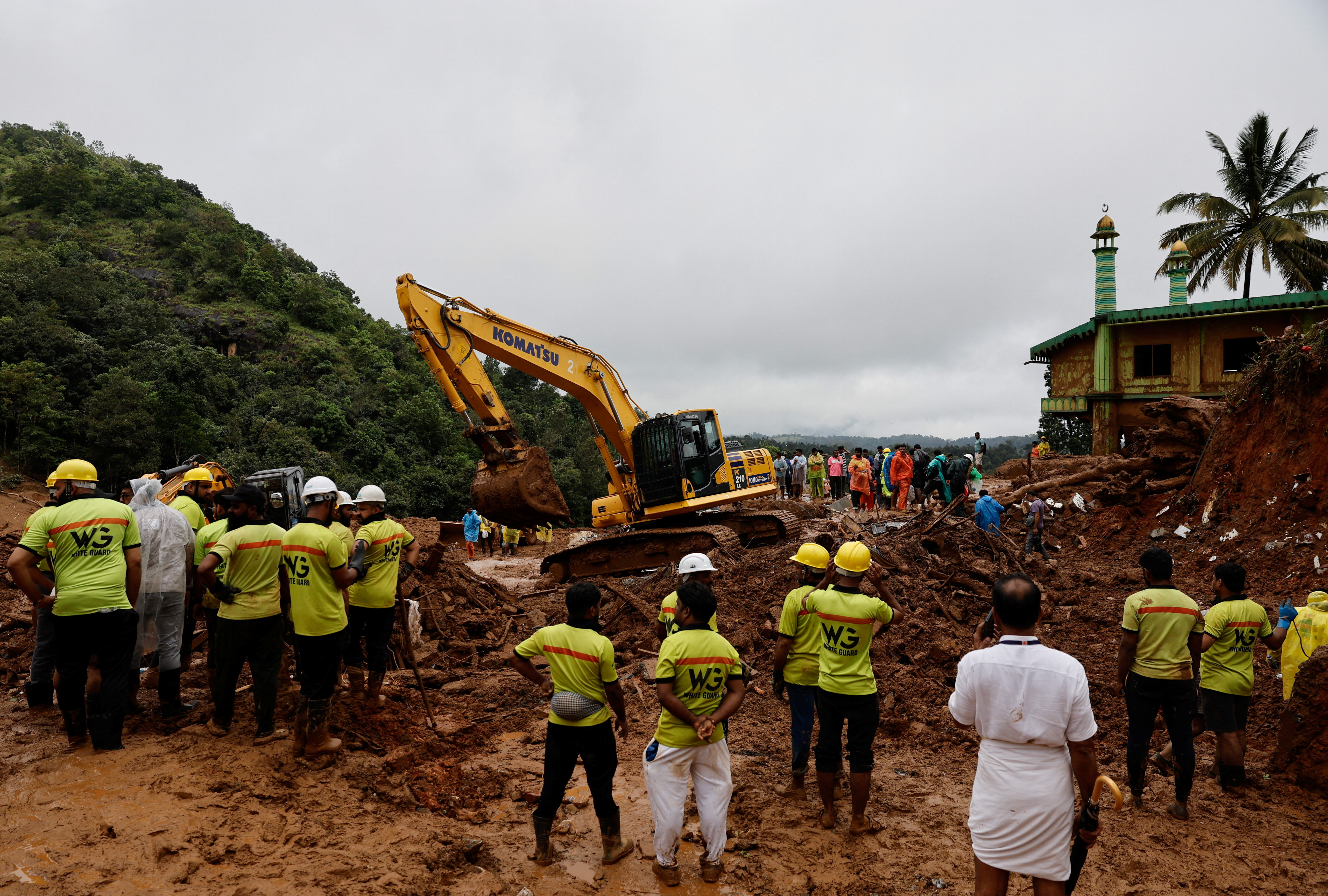 Search operations are carried out after landslides hit Mundakkai village in Wayanad district in the southern state of Kerala