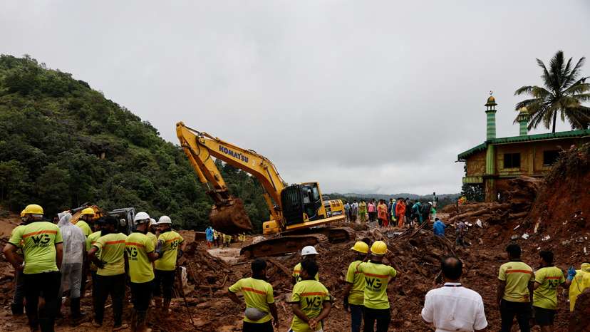Search operations are carried out after landslides hit Mundakkai village in Wayanad district in the southern state of Kerala