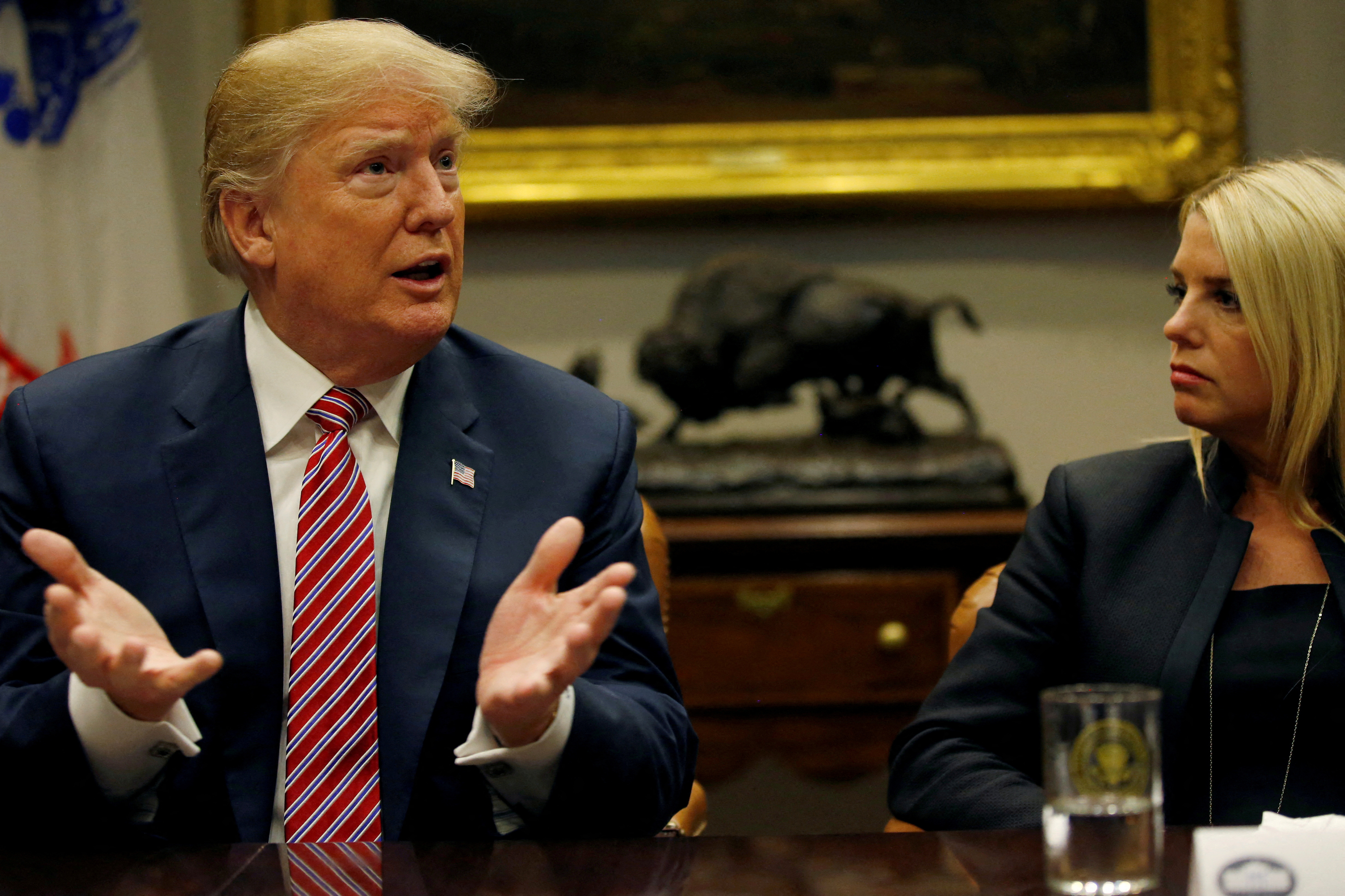 FILE PHOTO: Trump meets with local and state officials about improving school safety at the White House in Washington