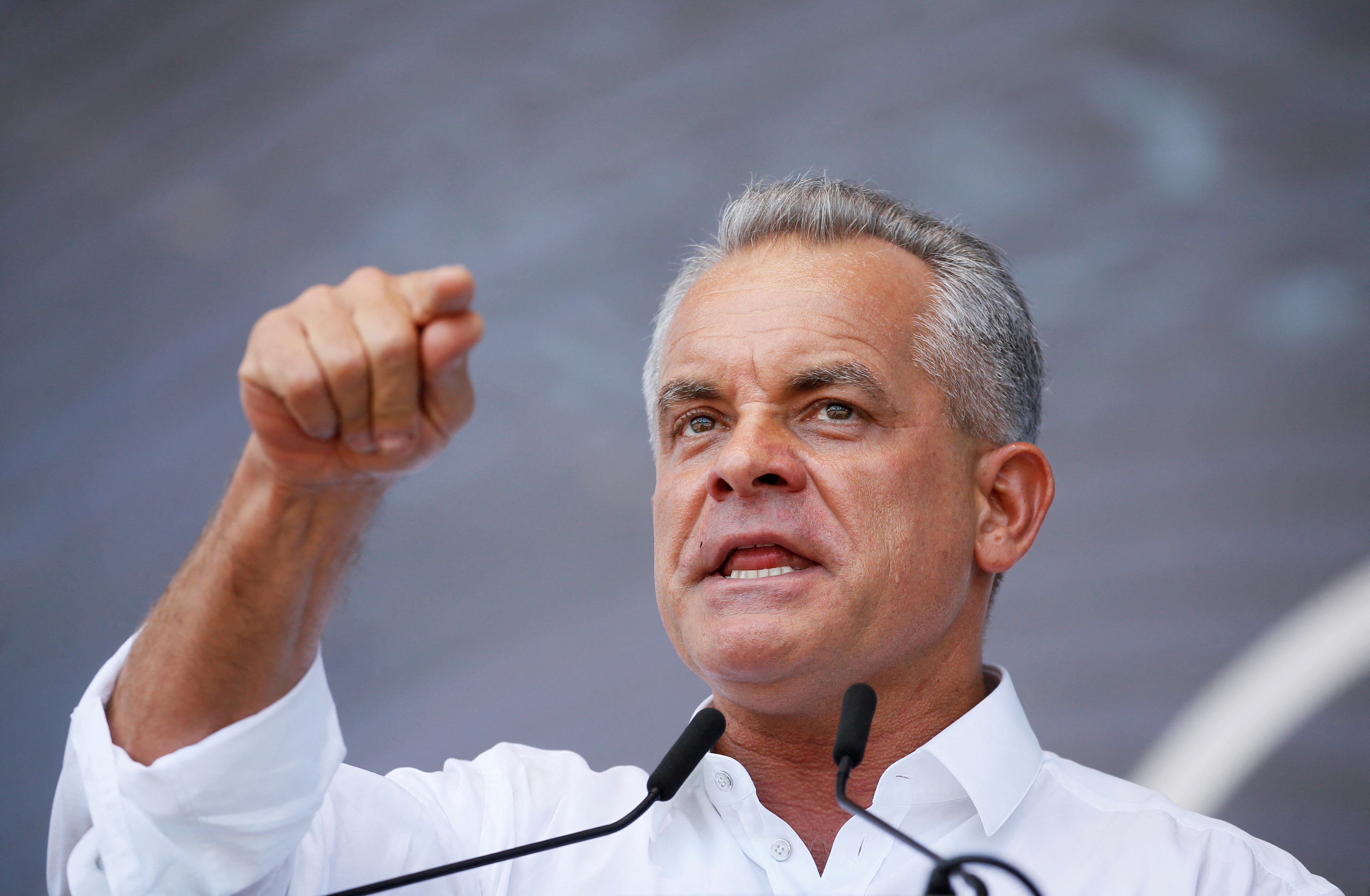 FILE PHOTO: Leader of the Democratic Party of Moldova Vladimir Plahotniuc delivers a speech during a rally in Chisinau