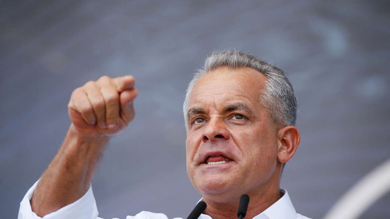 FILE PHOTO: Leader of the Democratic Party of Moldova Vladimir Plahotniuc delivers a speech during a rally in Chisinau