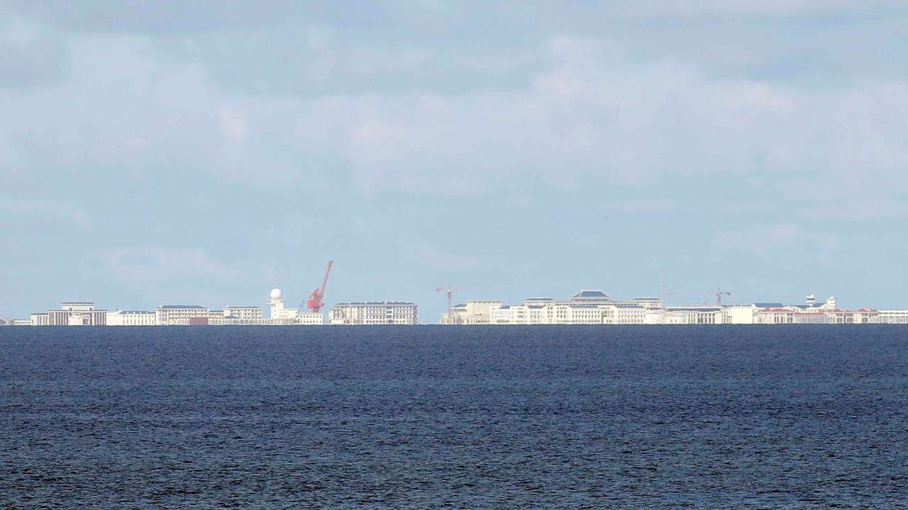 Chinese structures are pictured in disputed South China Sea