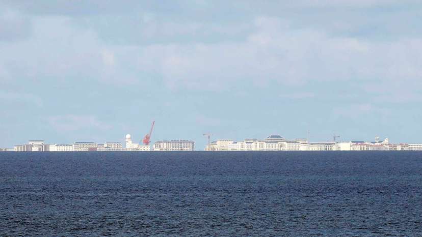 Chinese structures are pictured in disputed South China Sea