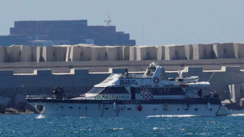 An Israeli Navy vessel approaches Ashdod Port, in southern Israel