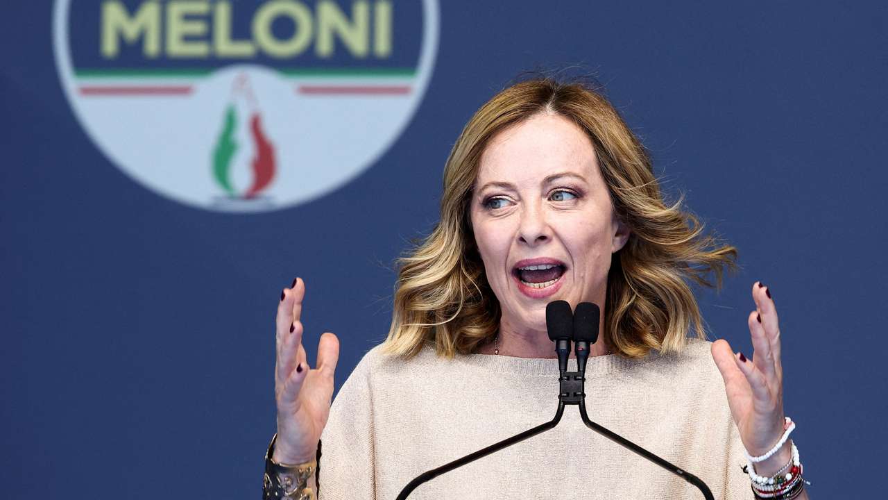FILE PHOTO: Italian Prime Minister Giorgia Meloni holds final rally for European Parliament Elections in Rome