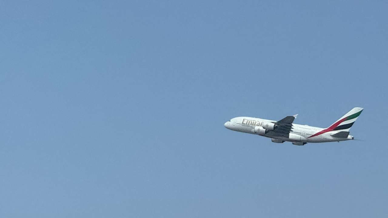An Emirates flight takes off from Dubai International Airport, amid the U.S.-Israeli conflict with Iran, in Dubai