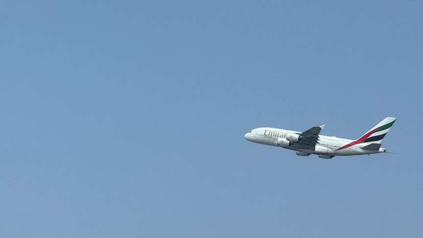 An Emirates flight takes off from Dubai International Airport, amid the U.S.-Israeli conflict with Iran, in Dubai