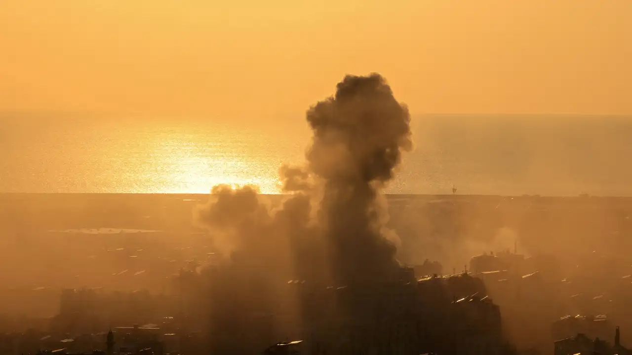 FILE PHOTO: Smoke rises after an Israeli strike on Beirut's southern suburbs