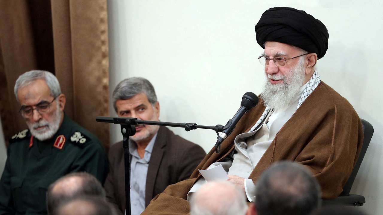 Iran's Supreme Leader Ayatollah Ali Khamenei speaks during a meeting in Tehran