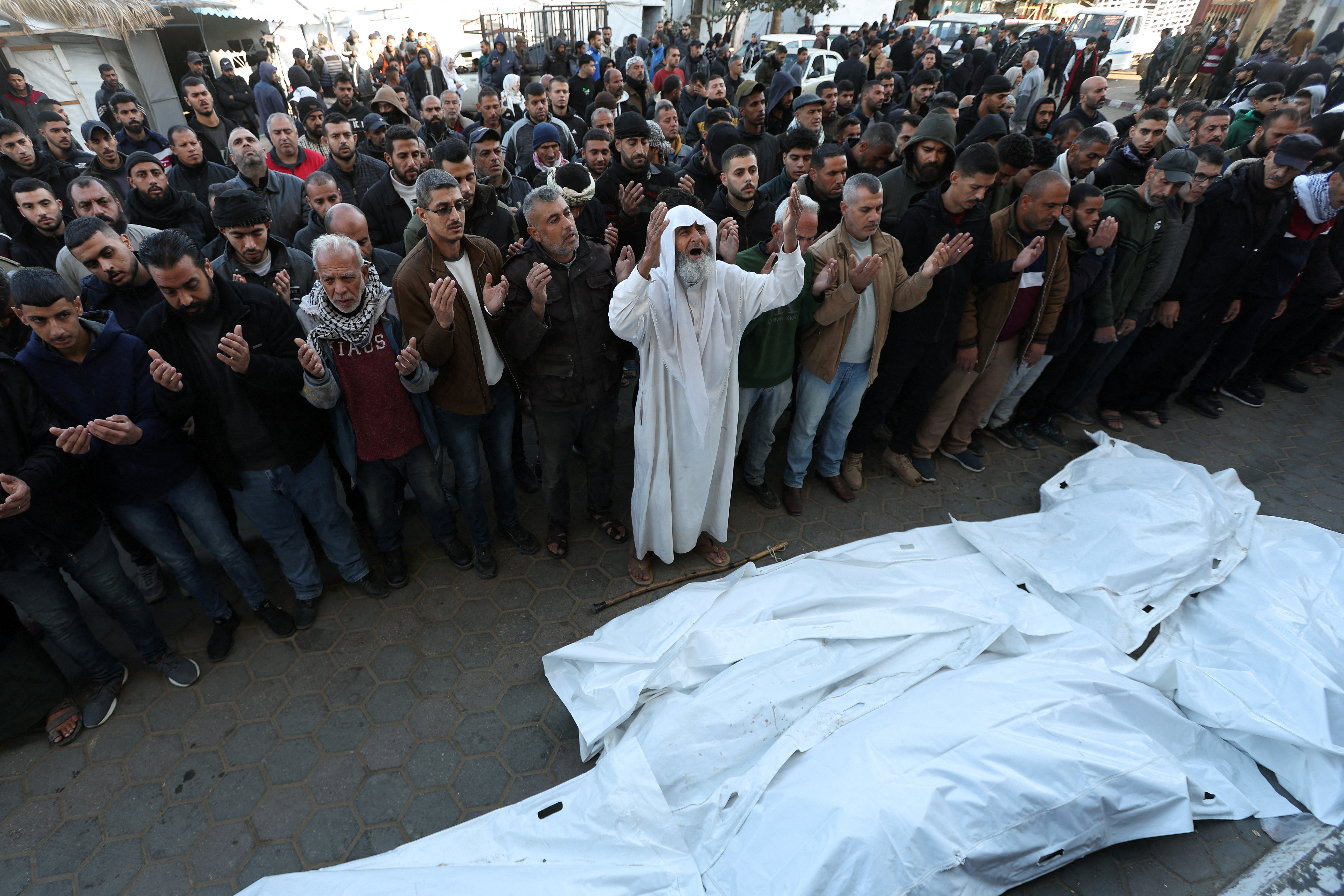Funeral of Palestinians killed in an Israeli strike in Deir Al-Balah