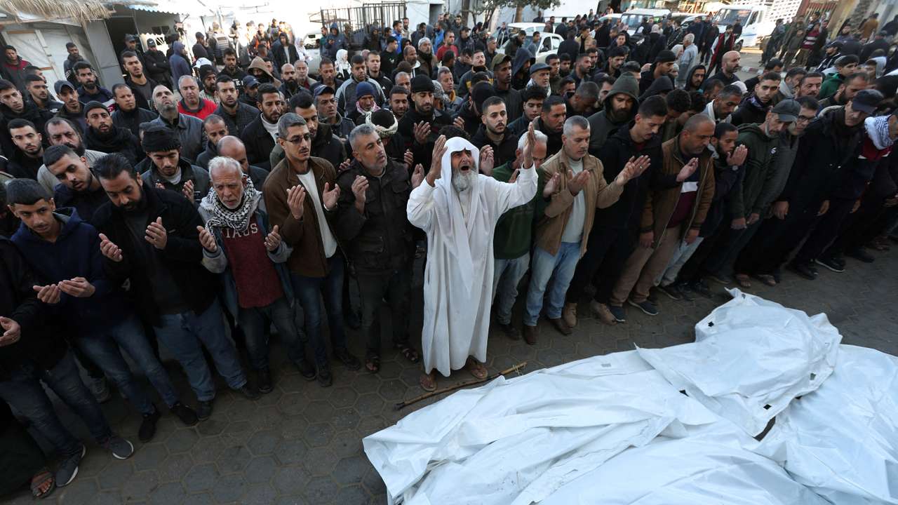 Funeral of Palestinians killed in an Israeli strike in Deir Al-Balah