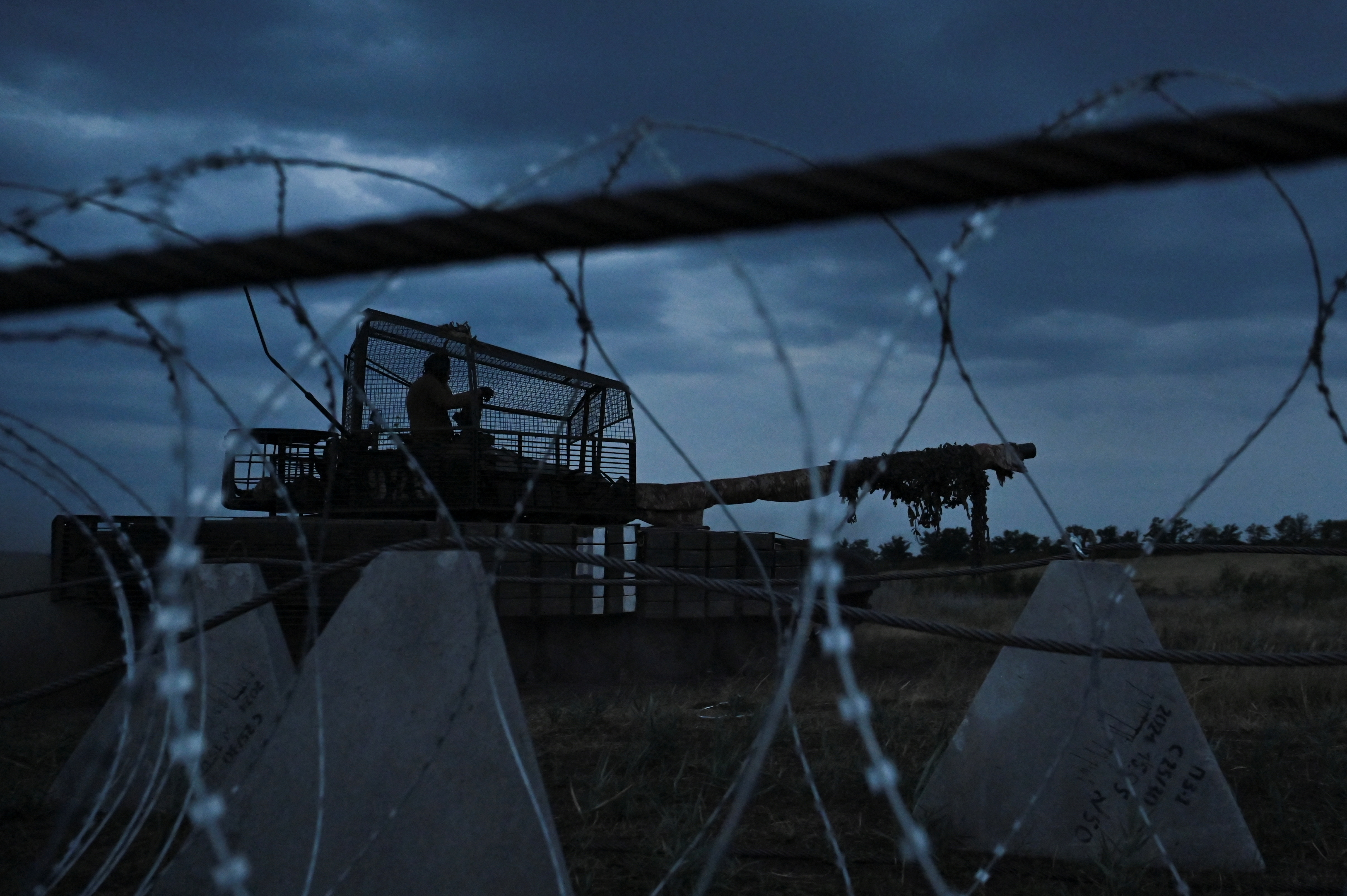 Ukrainian servicemen attend military exercises near a front line in Zaporizhzhia region
