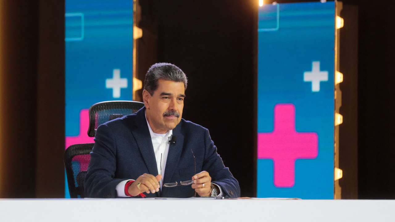 Venezuelan President Nicolas Maduro holds a press conference