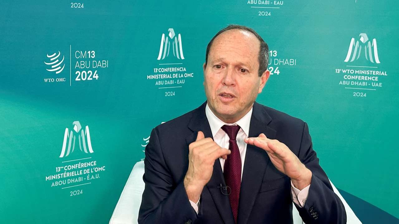 Israel’s Minister of Economy and Industry Nir Barkat attends an interview with Reuters at the 13th WTO ministerial conference, in Abu Dhabi