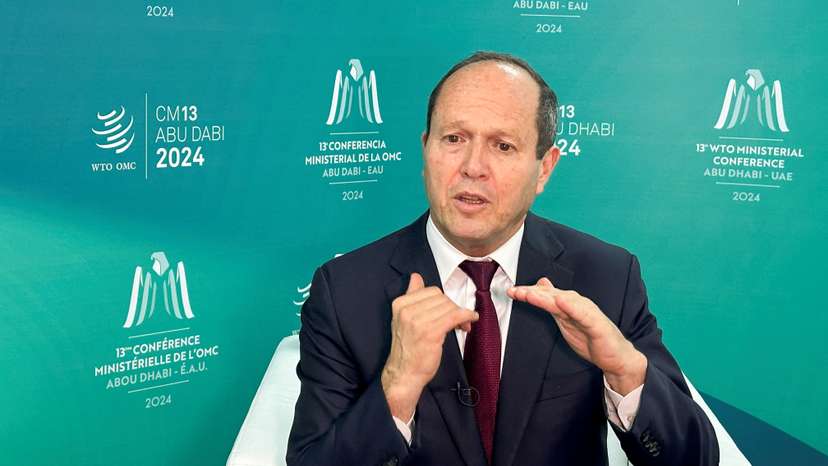 Israel’s Minister of Economy and Industry Nir Barkat attends an interview with Reuters at the 13th WTO ministerial conference, in Abu Dhabi